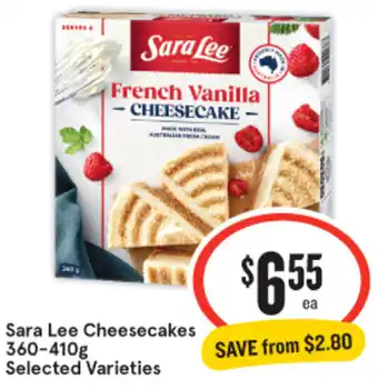 IGA Sara Lee Cheesecakes 360-410g offer