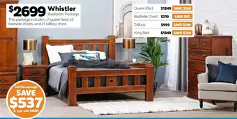 ComfortStyle Furniture & Bedding Whistler Bedroom Package offer