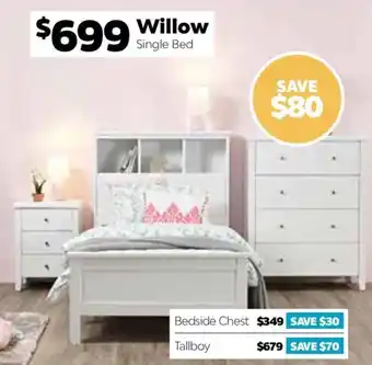 ComfortStyle Furniture & Bedding Willow Single Bed offer