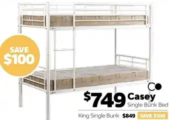 ComfortStyle Furniture & Bedding Casey Single Bunk Bed offer