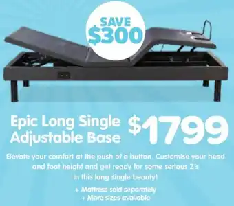 ComfortStyle Furniture & Bedding Epic Long Single Adjustable Base offer