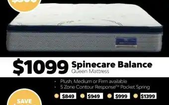 ComfortStyle Furniture & Bedding Spinecare Balance Queen Mattress offer