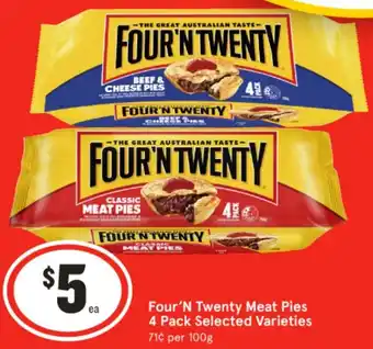 IGA Four'N Twenty Meat Pies 4 Pack offer