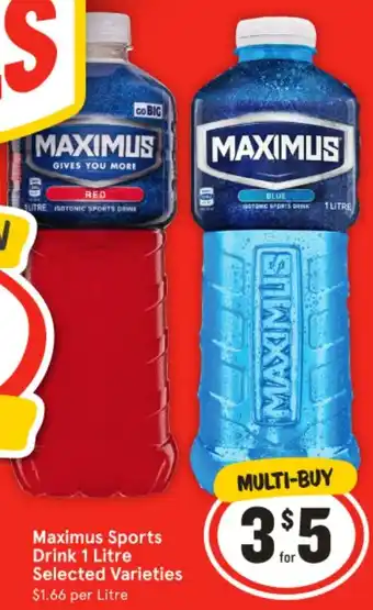 IGA Maximus Sports Drink 1 Litre offer