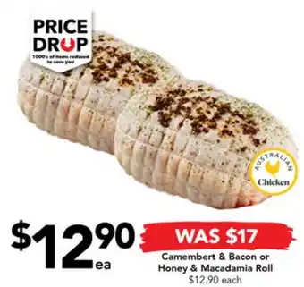 Drakes Camembert & Bacon or Honey & Macadamia Roll offer
