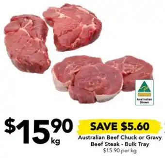 Drakes Australian Beef Chuck or Gravy Beef Steak - Bulk Tray per kg offer