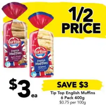 Drakes Tip Top English Muffins 6 Pack 400g offer