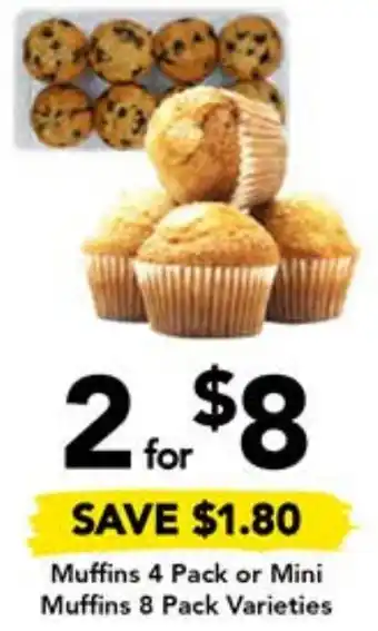 Drakes Muffins 4 Pack or Mini Muffins 8 Pack offer