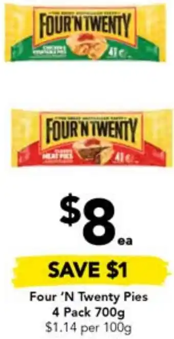 Drakes Four 'N Twenty Pies 4 Pack 700g offer