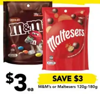 Drakes M&M's or Maltesers 120g-180g offer