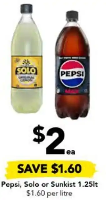Drakes Pepsi, Solo or Sunkist 1.25lt offer