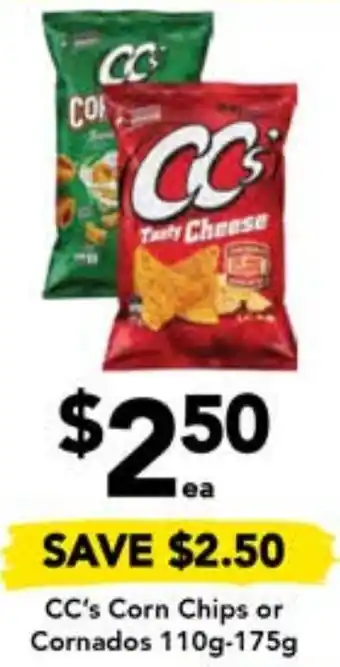 Drakes CC's Corn Chips or Cornados 110g-175g offer