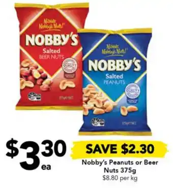 Drakes Nobby's Peanuts or Beer Nuts 375g offer