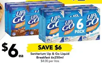 Drakes Sanitarium Up & Go Liquid Breakfast 6x250ml offer