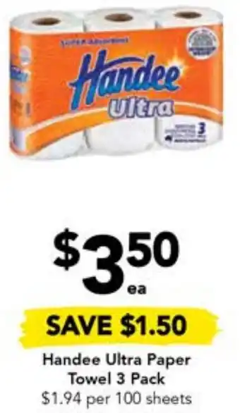Drakes Handee Ultra Paper Towel 3 Pack offer