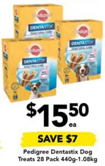 Drakes Pedigree Dentastix Dog Treats 28 Pack 440g-1.08kg offer