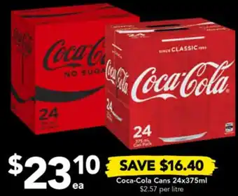 Drakes Coca-Cola Cans 24x375ml offer