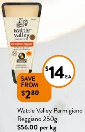Foodworks Wattle Valley Parmigiano Reggiano 250g offer