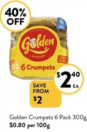 Foodworks Golden Crumpets 6 Pack 300g offer