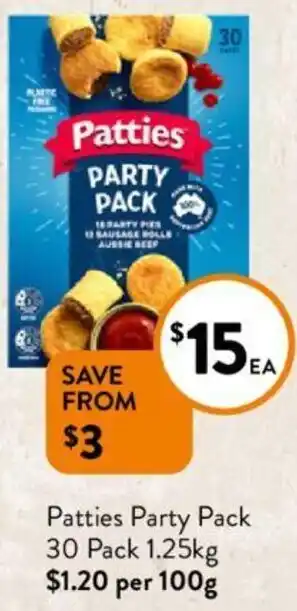 Foodworks Patties Party Pack 30 Pack 1.25kg offer