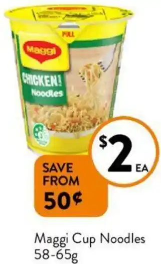 Foodworks Maggi Cup Noodles 58-65g offer