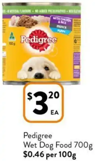 Foodworks Pedigree Wet Dog Food 700g offer