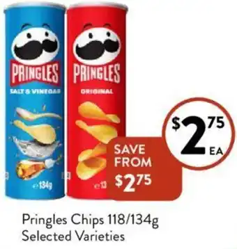 Foodworks Pringles Chips 118/134g offer