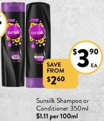 Foodworks Sunsilk Shampoo or Conditioner 350ml offer