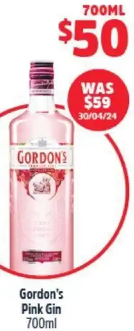 BWS Gordon's Pink Gin 700ml offer