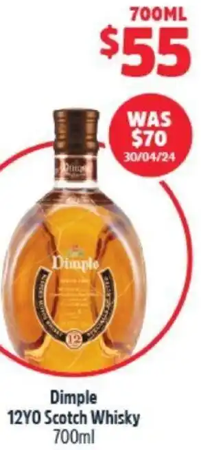 BWS Dimple 12YO Scotch Whisky 700ml offer