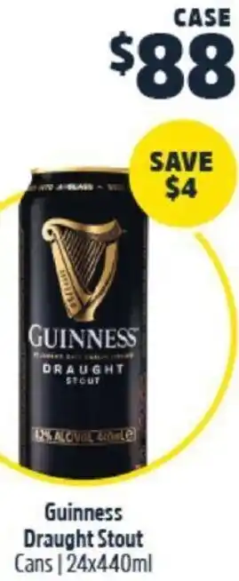 BWS Guinness Draught Stout Cans | 24x440ml offer