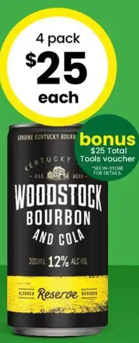 The Bottle O Woodstock Bourbon & Cola 12% Premix Cans 200mL offer