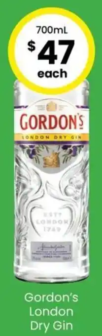 The Bottle O Gordon's London Dry Gin 700ml offer