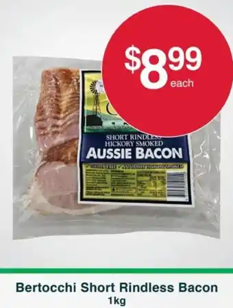 Australian Butchers Store Bertocchi Short Rindless Bacon 1kg offer