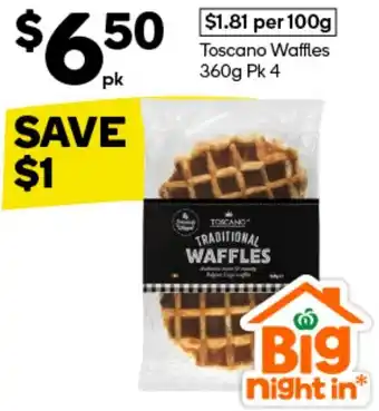 Woolworths Toscano Waffles 360g Pk 4 offer
