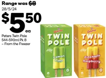 Woolworths Peters Twin Pole 544-590ml Pk 8 offer