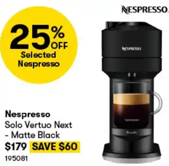 Woolworths NESPRESSO Solo Vertuo Next - Matte Black offer