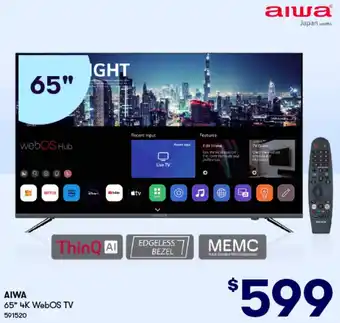 Woolworths AIWA 65" 4K WebOS TV offer