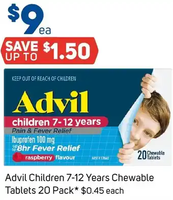 Foodland Advil Children 7-12 Years Chewable Tablets 20 Pack offer
