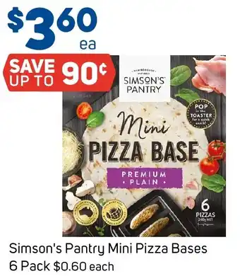 Foodland Simson's Pantry Mini Pizza Bases 6 Pack offer