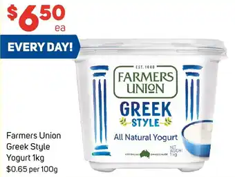 Foodland Farmers Union Greek Style Yogurt 1kg offer