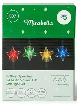 BIG W Battery Operated 2.3m 24 LED 0.36 W Plastic Cap Star Lights - Multicoloured offer
