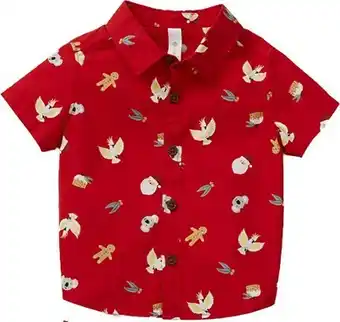 BIG W BIG W Kids Christmas Printed Woven Shirt offer