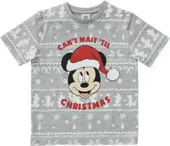 Mickey Mouse Kids Christmas Tee, Grey Marl