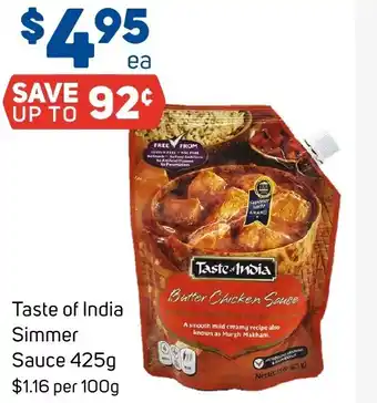 Foodland Taste of India Simmer Sauce 425g offer