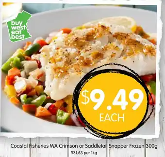 Spudshed Coastal Fisheries WA Crimson or Saddletail Snapper Frozen 300g offer