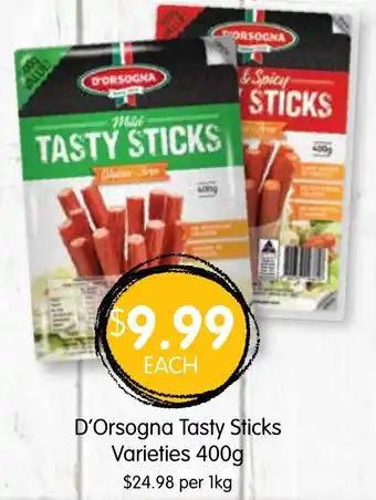 Spudshed D'Orsogna Tasty Sticks Varieties 400g offer