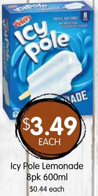 Icy Pole Lemonade 8pk 600ml