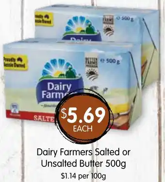 Spudshed Dairy Farmers Salted or Unsalted Butter 500g offer