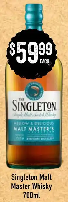 Spudshed Singleton Malt Master Whisky 700ml offer